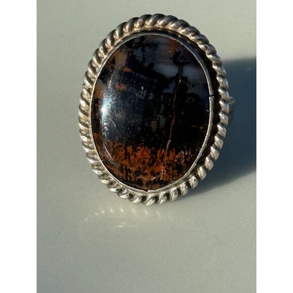 Vintage 70's Navajo Petrified Wood Sterling Ring Size 6.25 - Picture 14 of 16